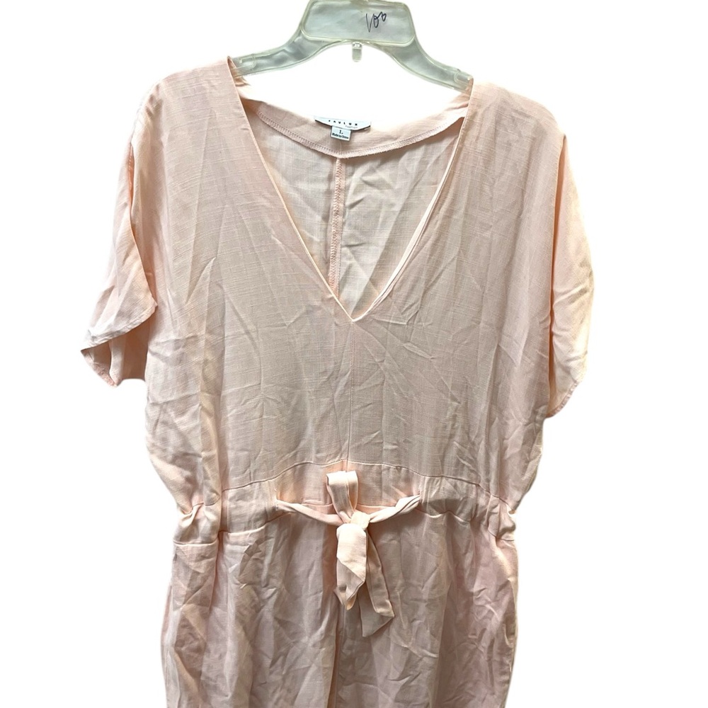 Light Pink V-Neck Tie-Waist lined mini Dress ladies sz L